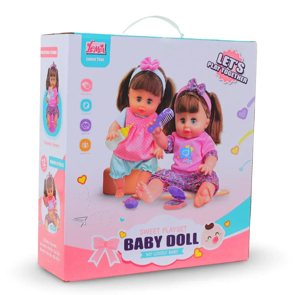 Lemei Toys Sweet Playset Baby Doll with Hair Tools and Diaper