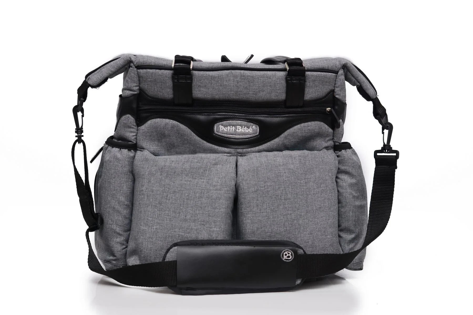 Petit Bebe Baby Diaper Bag Premium – Grey & Black