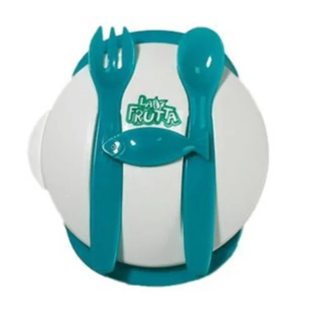La Frutta Plate + (Spoon & Fork) Set For Kids – Turquoise - Baby Essentials