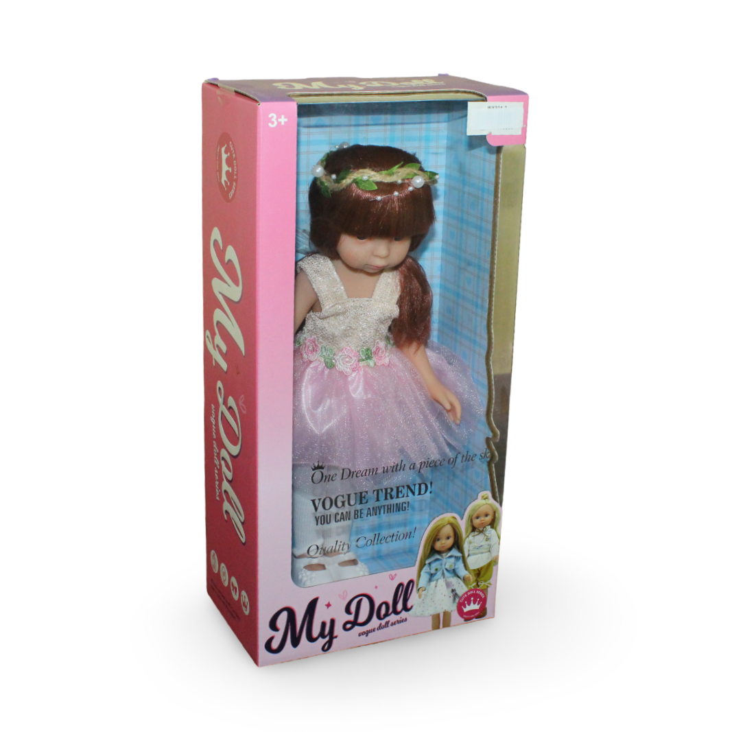 Fashion Doll with Long Brown Hair & Pink Dress - Toys - OKO