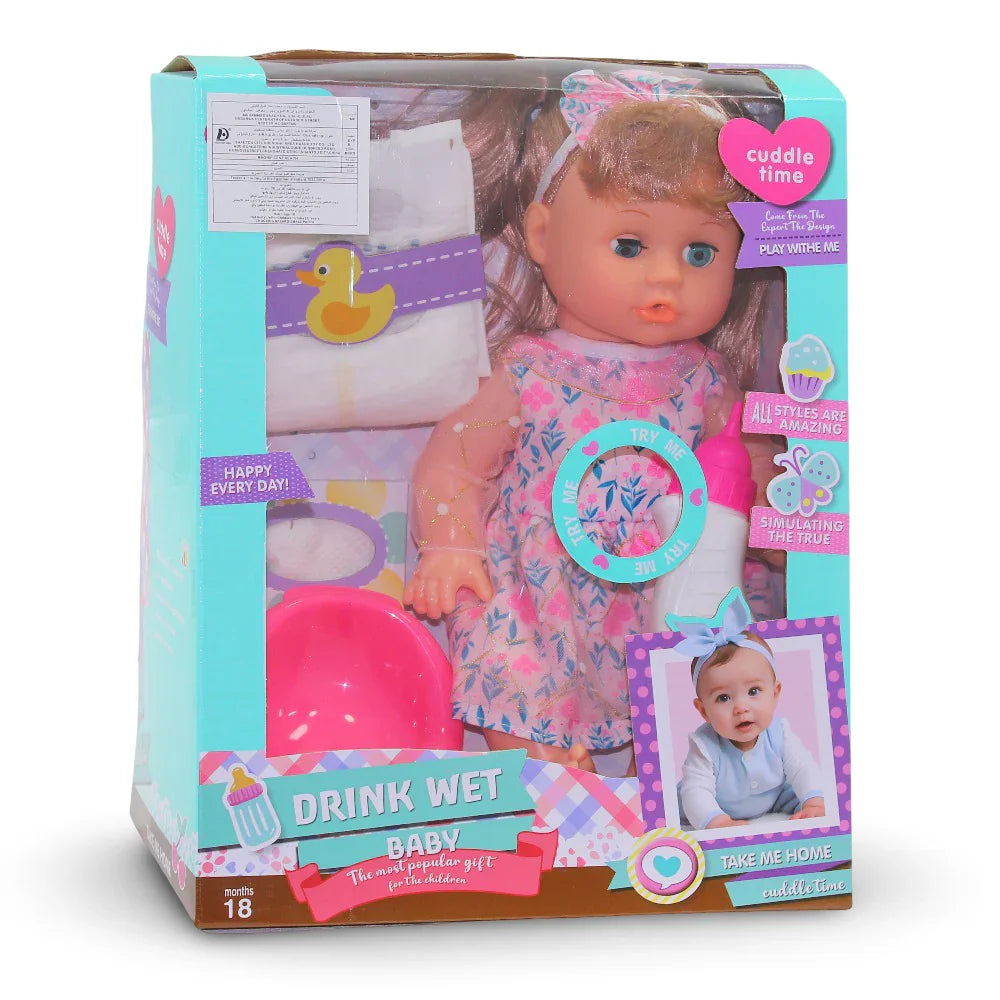 Cuddle Time Baby Doll Drink Wet Baby
