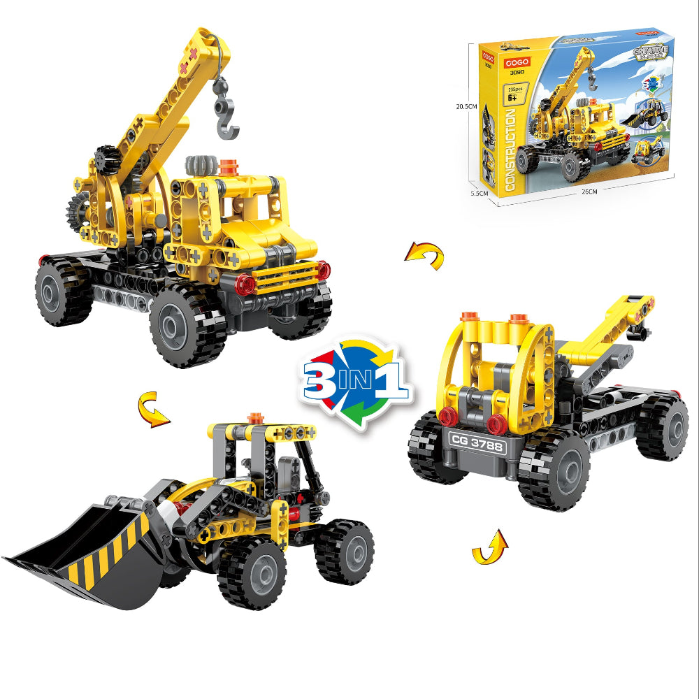 Cogo "Creative Player" 3-in-1 Construction Truck Building Block Set – 235 Pcs - Toys