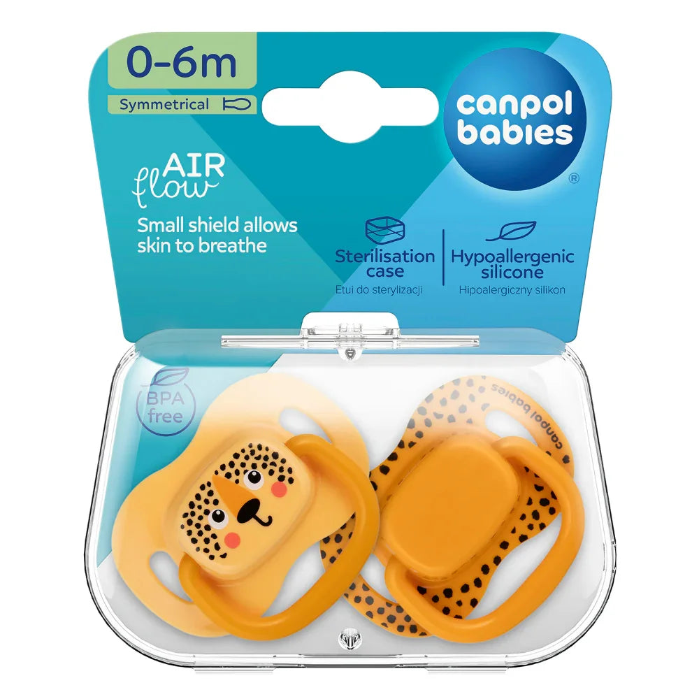 Canpol Babies Silicone Symmetrical Soother 0-6m – Orange (2Pcs)