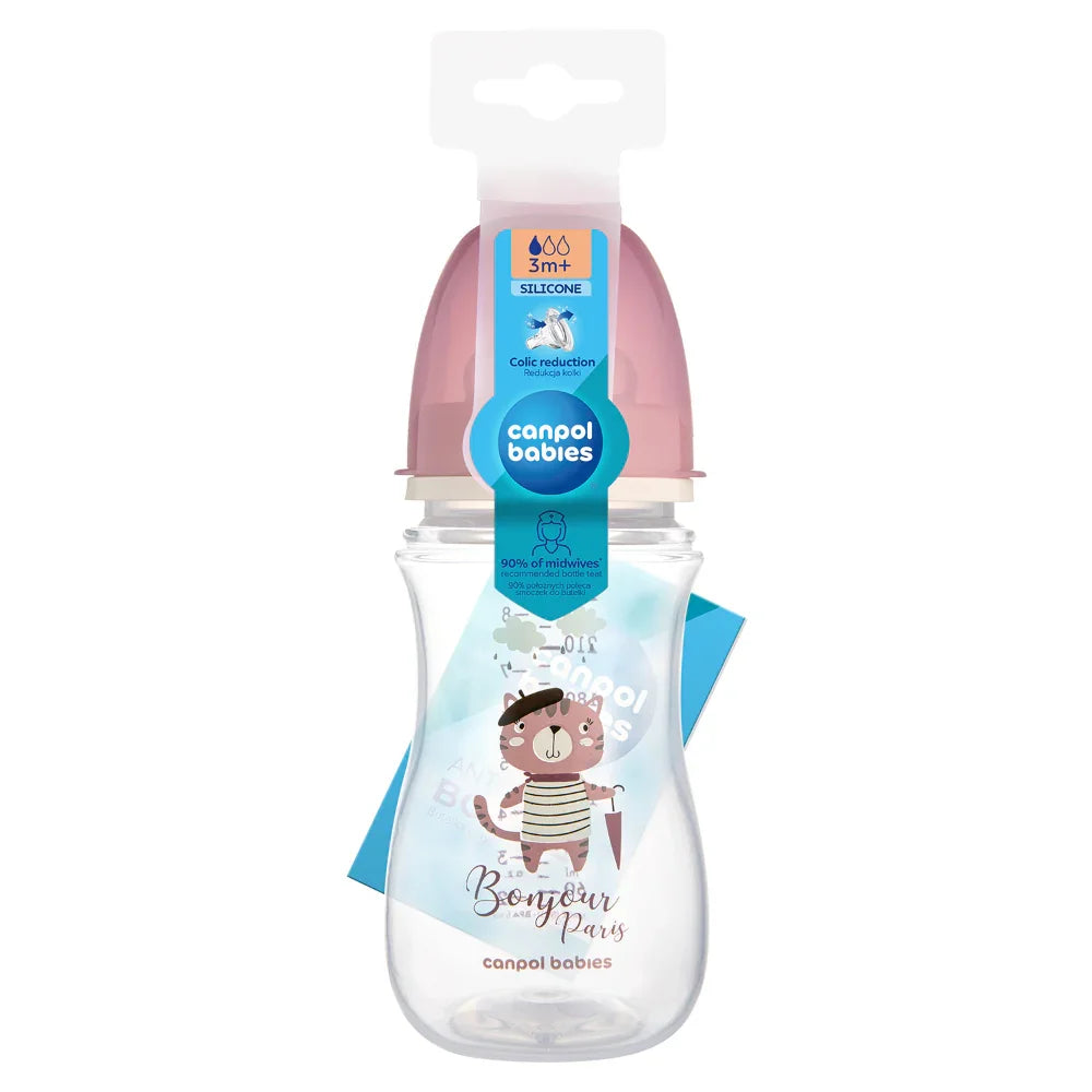 Canpol Babies Easy Start Anti-Colic Wide Neck Bottle 240ml – Pink - Baby Essentials