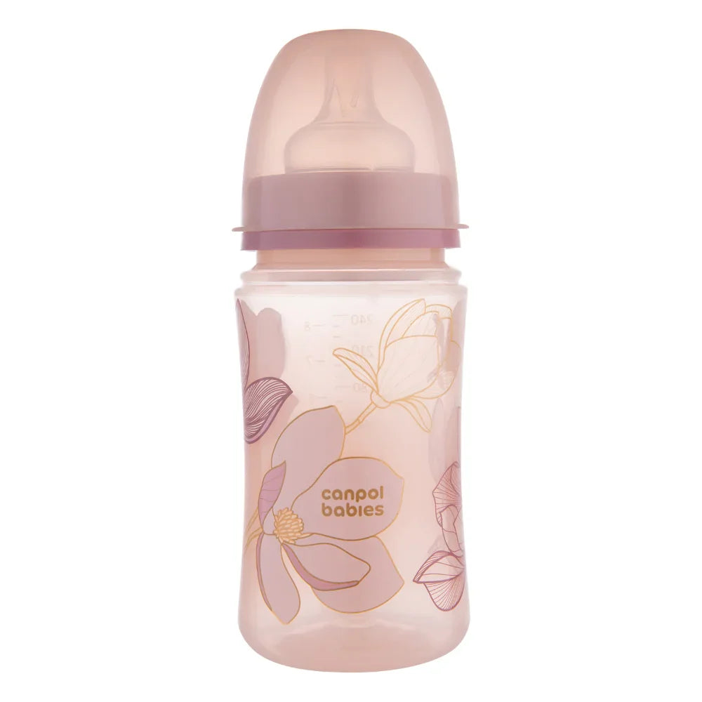 Canpol Babies EasyStart Wide-Neck Feeding Bottle Gold 240ml – 3m+ (Pink)