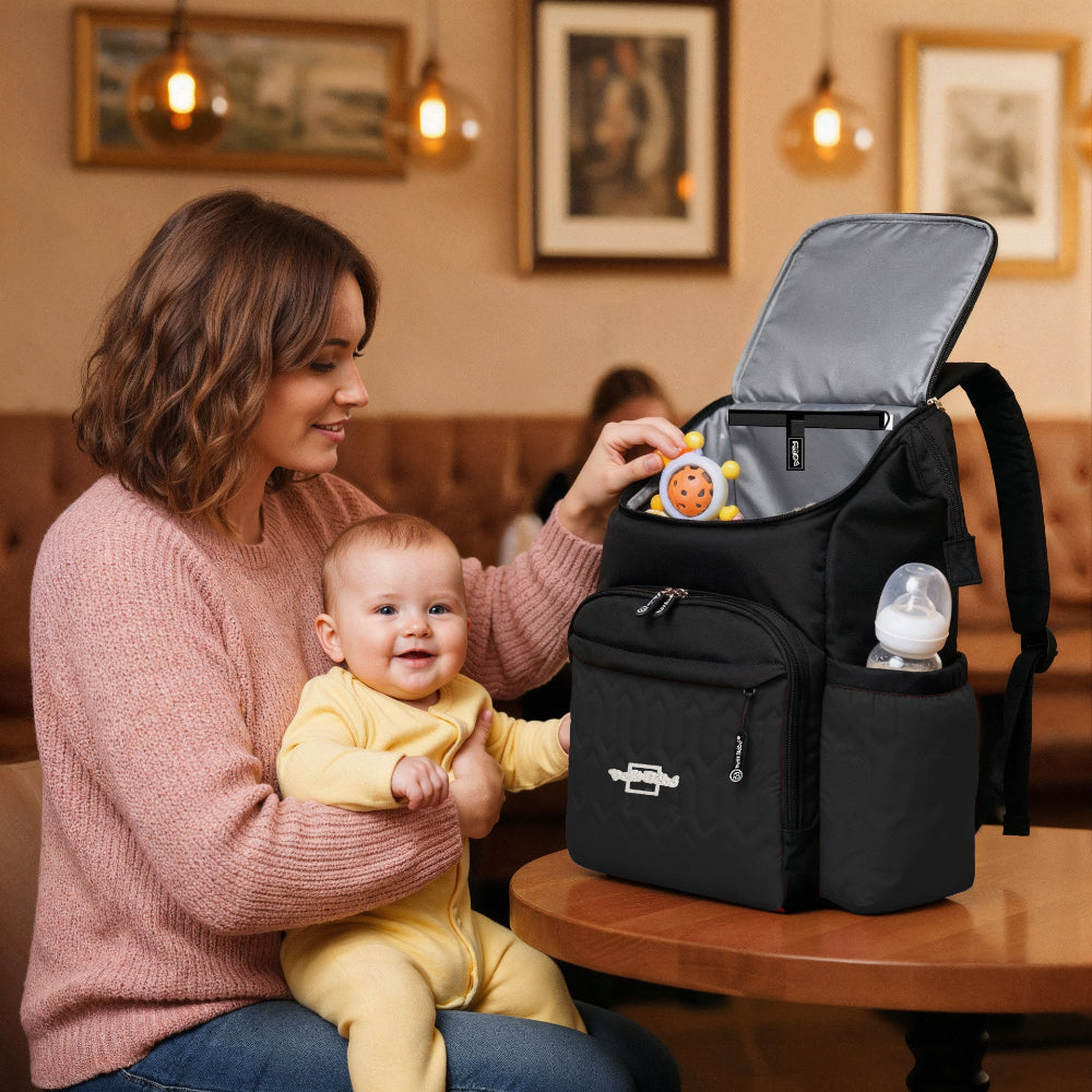 Petit Bebe Baby Diaper Backpack Premium Allure – Black