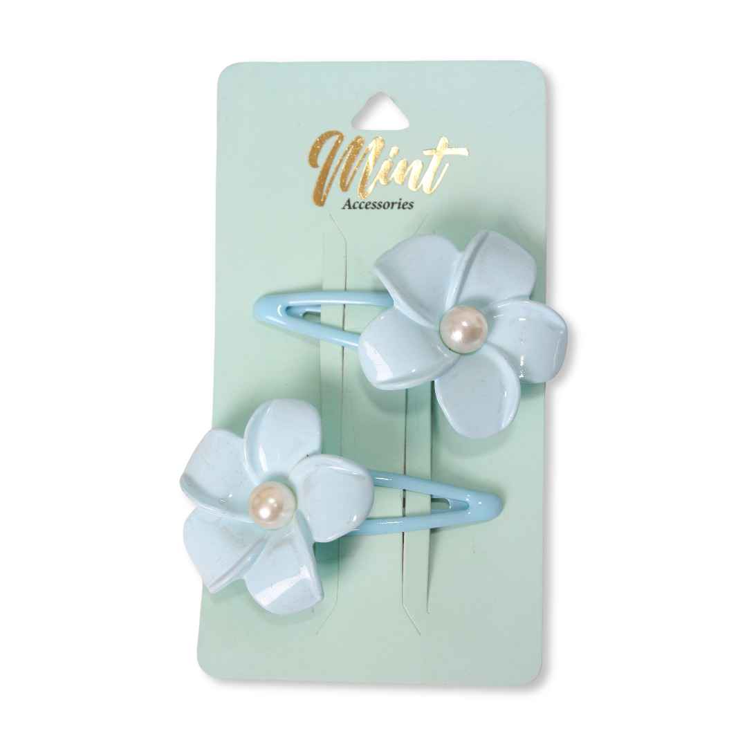 Mint Flower Hair Clips – Baby Blue (Set Of 2)