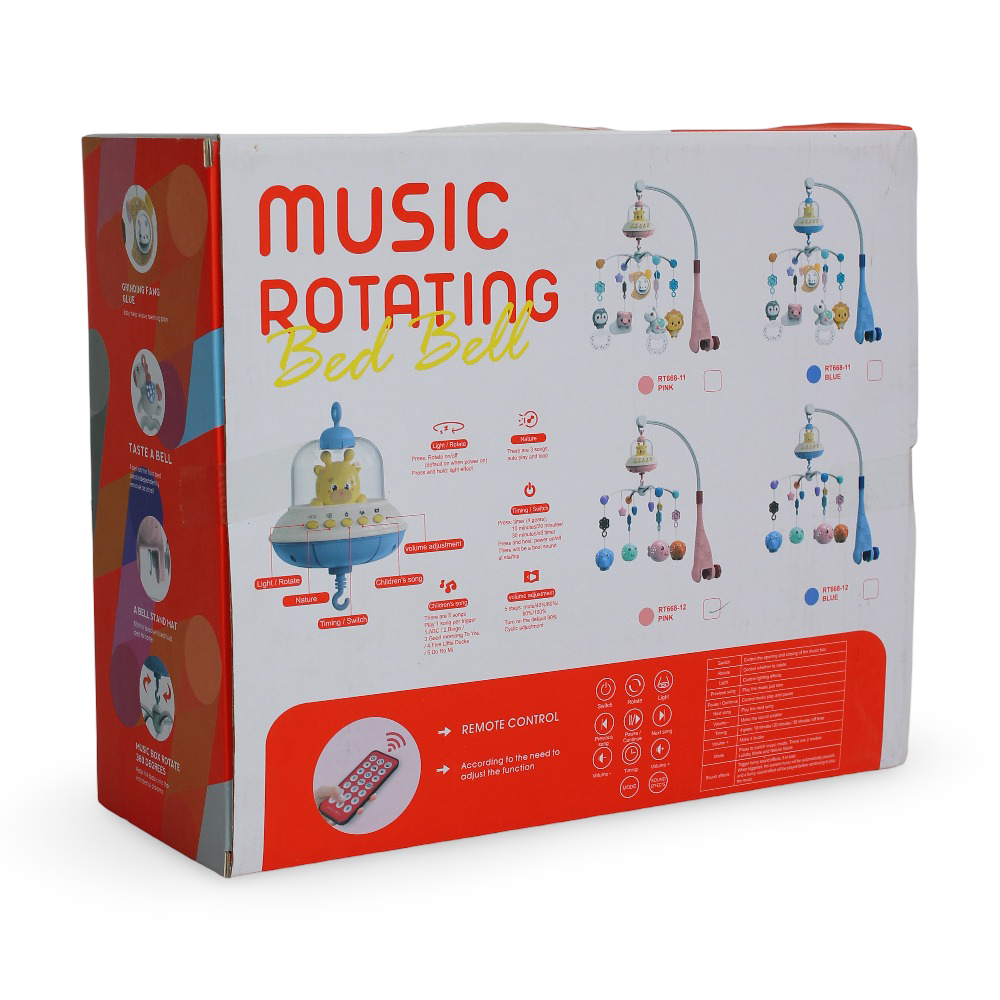 Musical Rotating Baby Bell with Remote Control - Pink