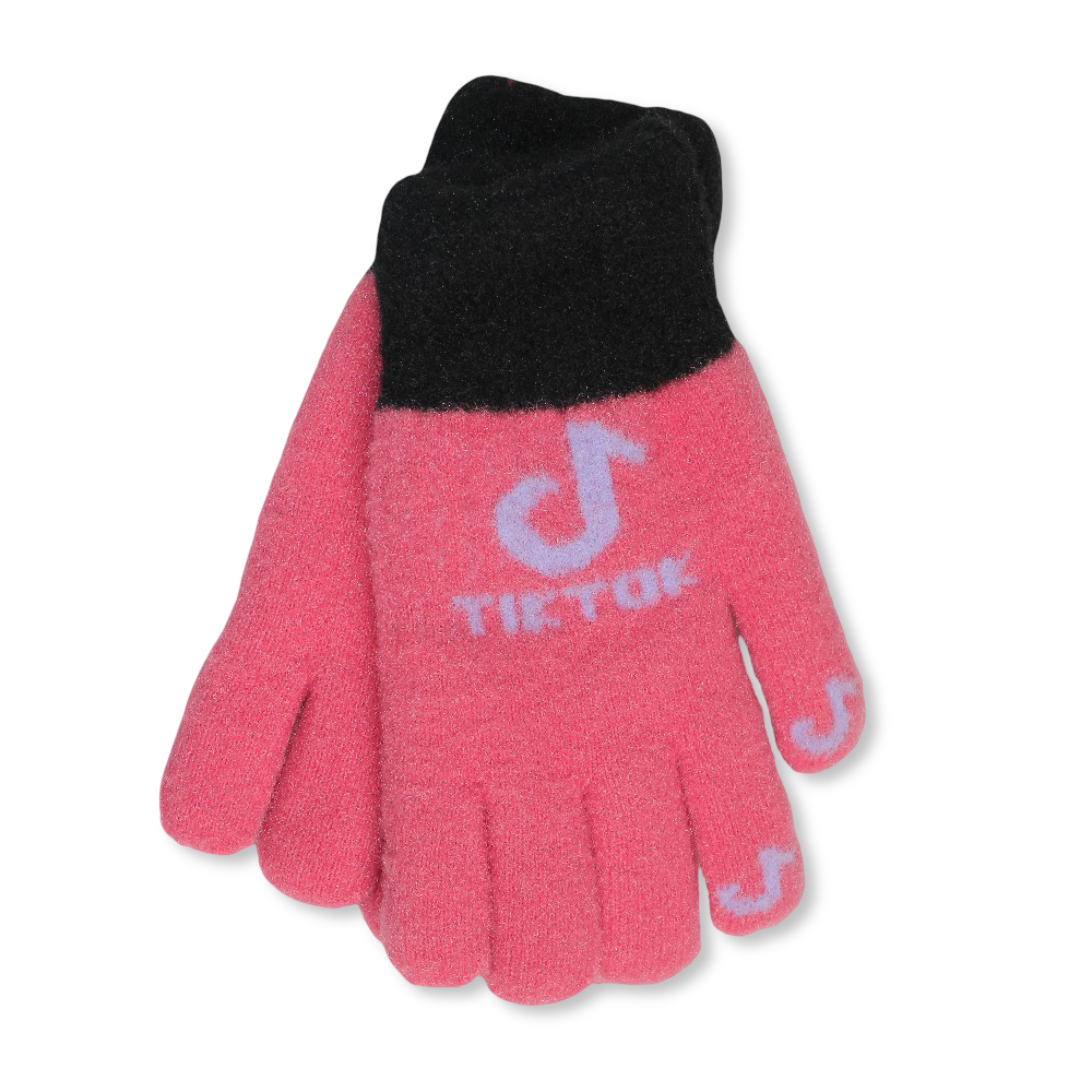 Childrens Gloves Pink with Tik Tok Design - Clothing - Fancy