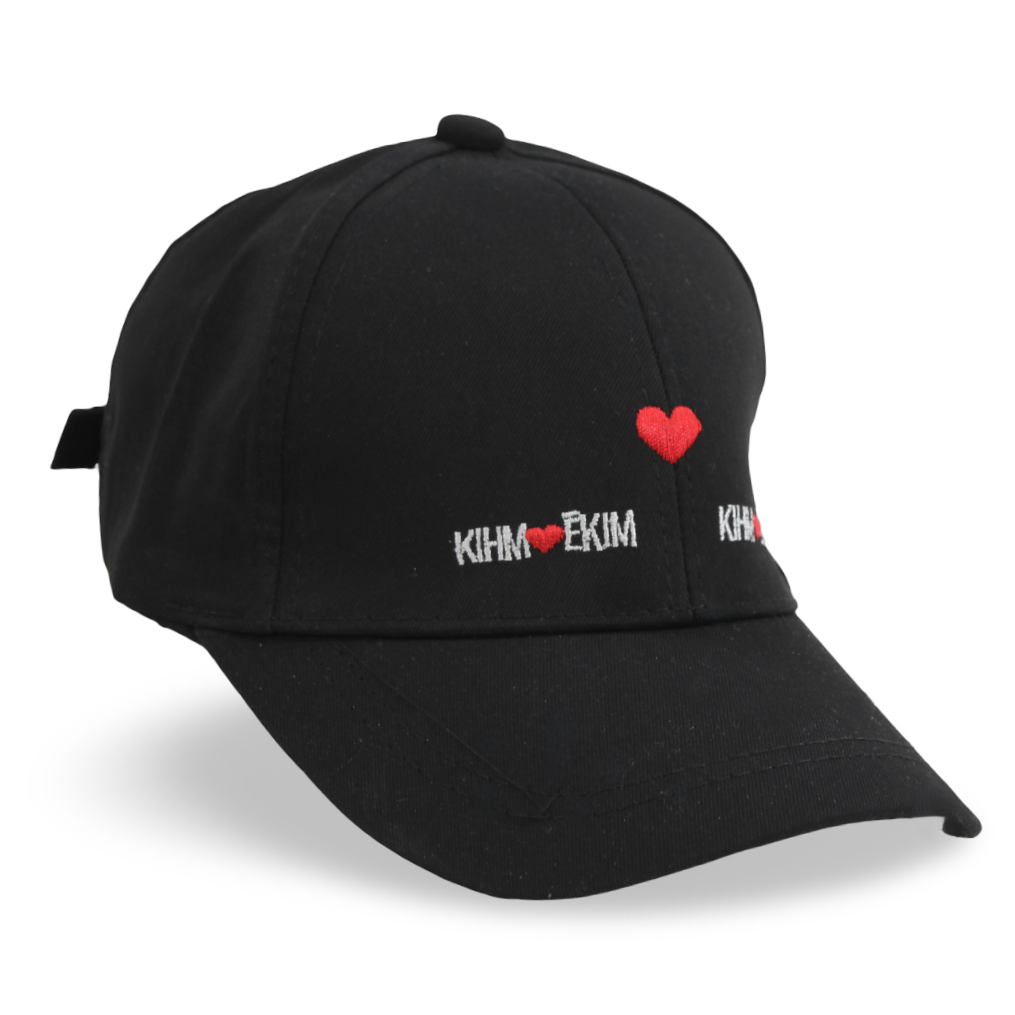 Girls Cotton Cap – Black with Heart Embroidery - Clothing - Fancy
