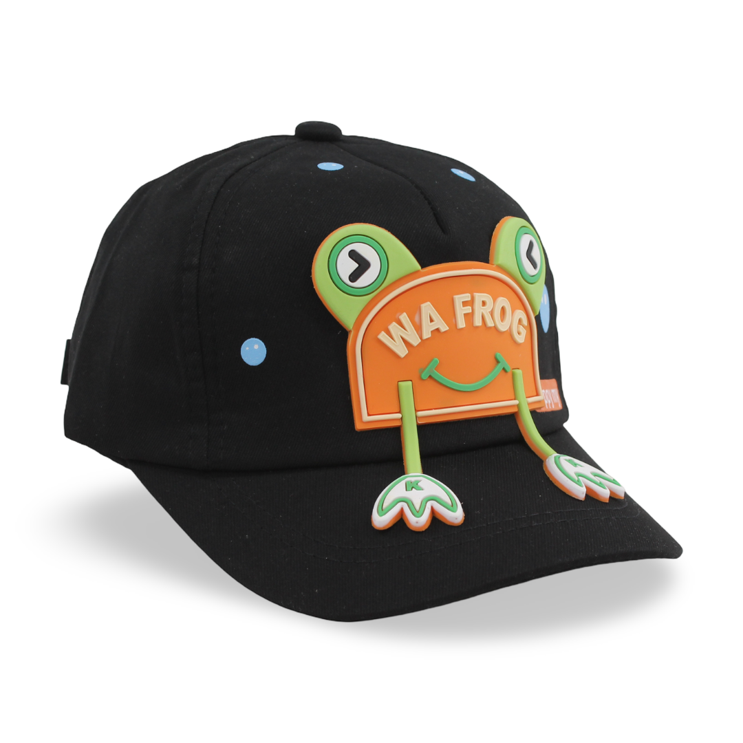 Unisex Cotton Cap – Black with Frog Design - Clothing - Fancy