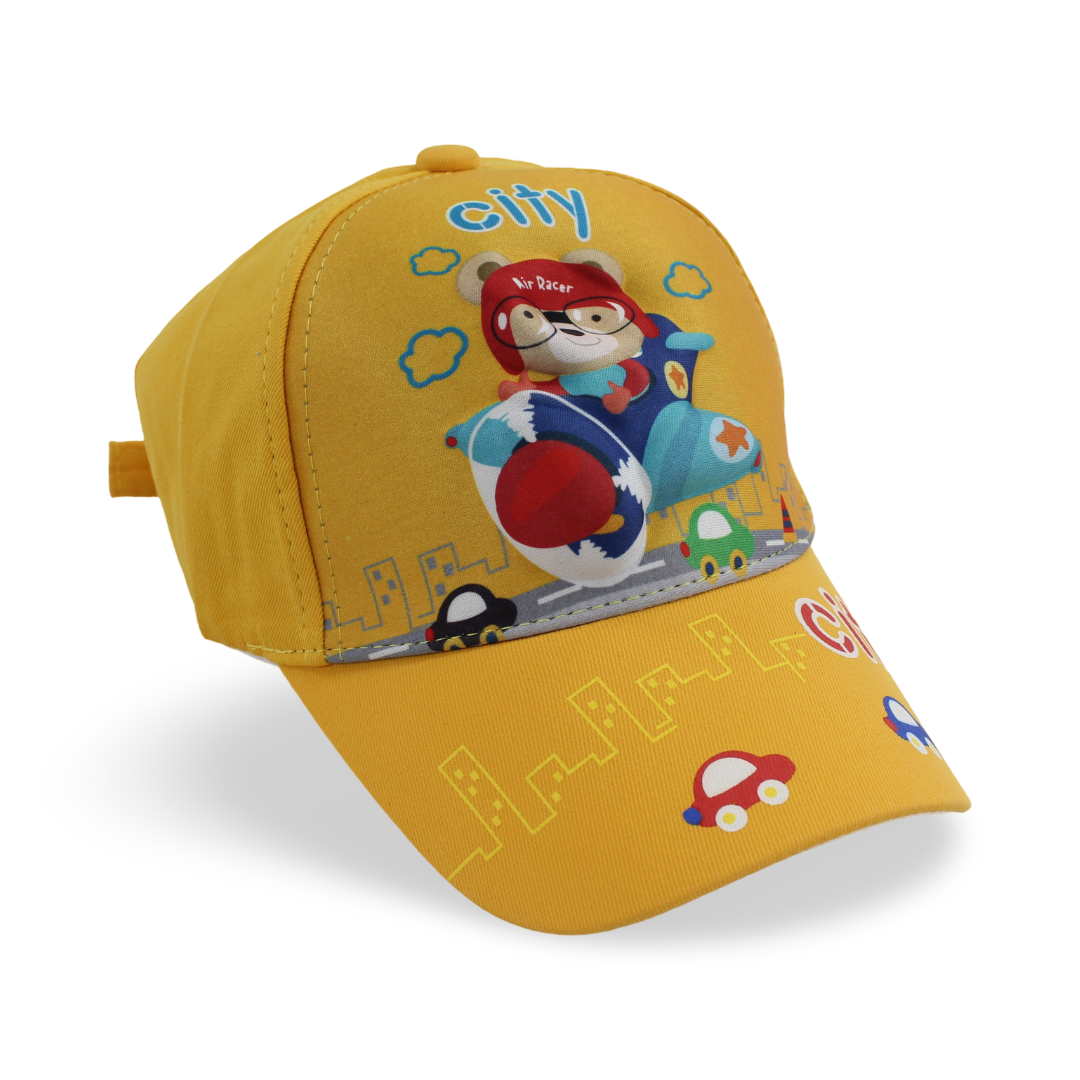Boys Cotton Cap – Black with "City" Design - Clothing - Fancy