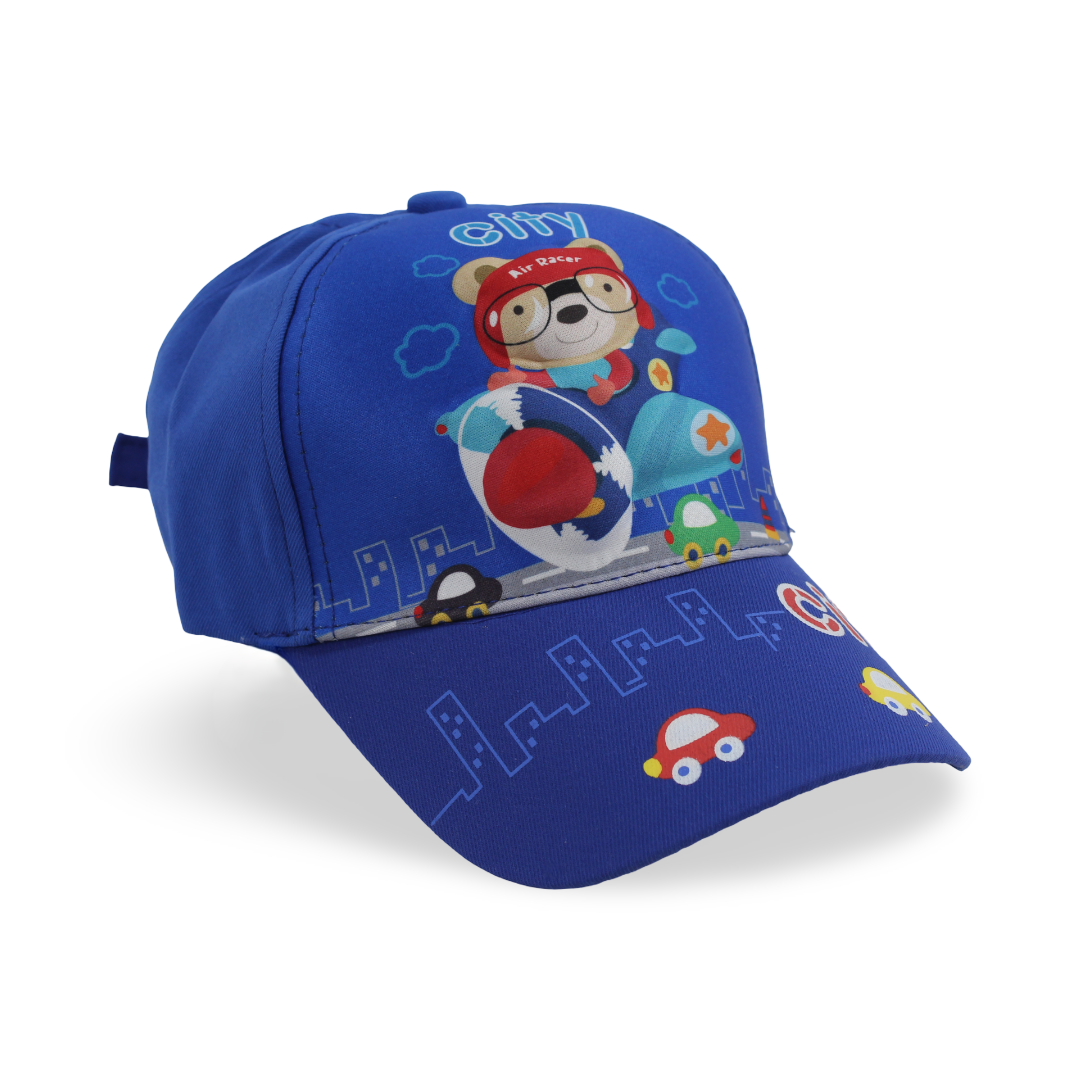 Boys Cotton Cap – Black with "City" Design
