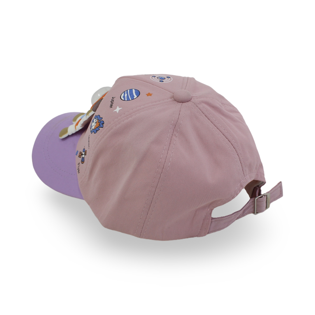 Girls Cotton Cap – Dusty Pink with Space Design