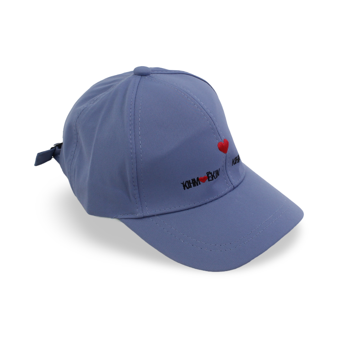 Girls Cotton Cap – Baby Blue with Heart Embroidery - Clothing - Fancy