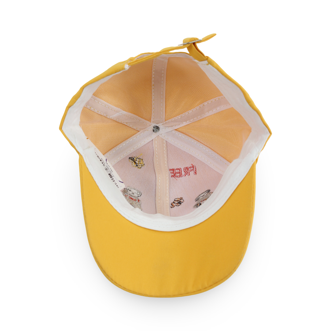 Unisex Cotton Cap – Yellow with Teddies Embroidery