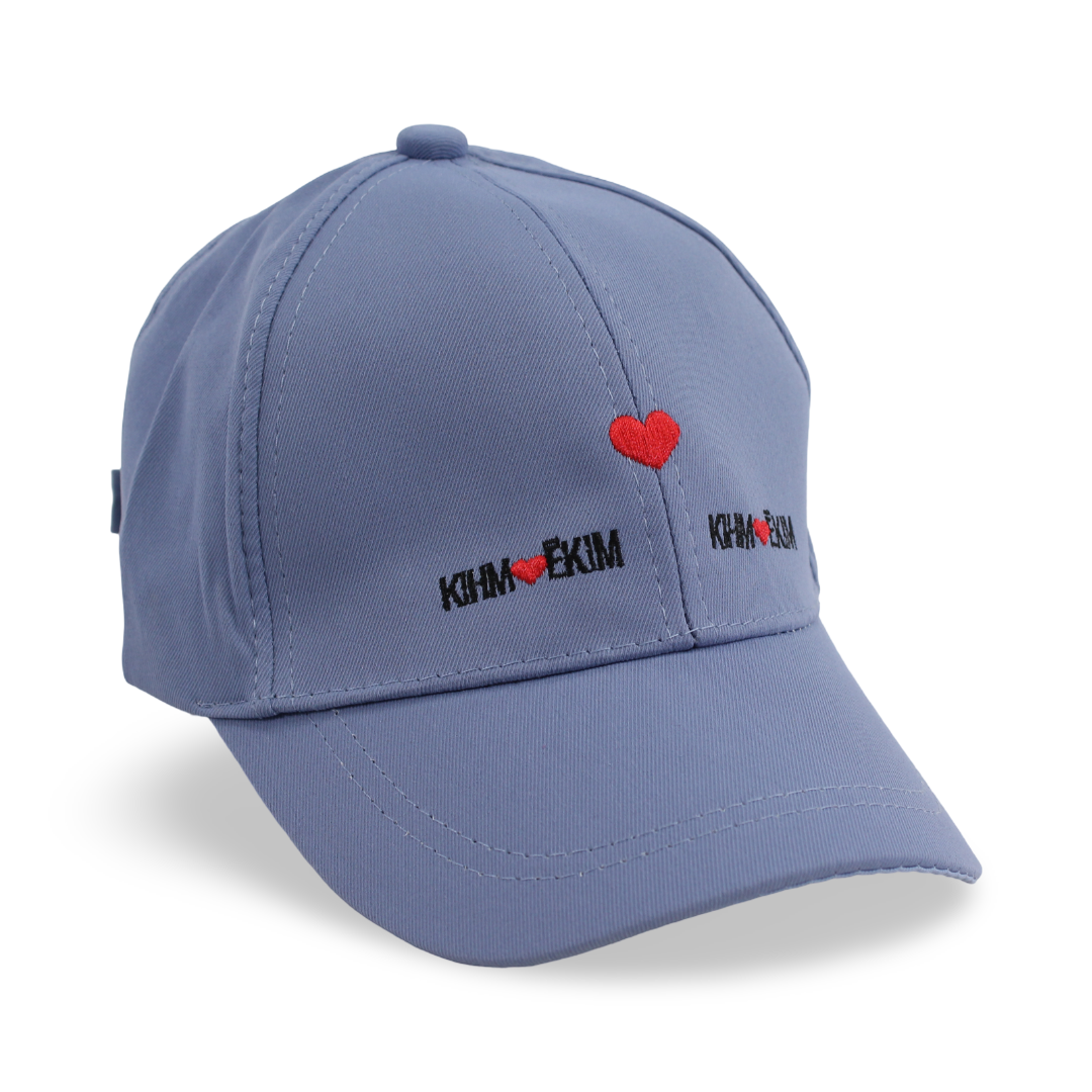 Girls Cotton Cap – Baby Blue with Heart Embroidery - Clothing - Fancy