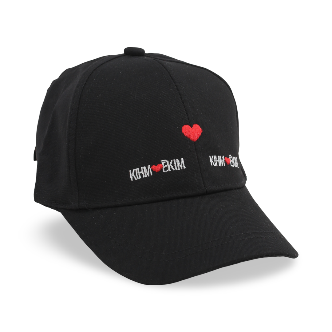 Girls Cotton Cap – Black with Heart Embroidery - Clothing - Fancy
