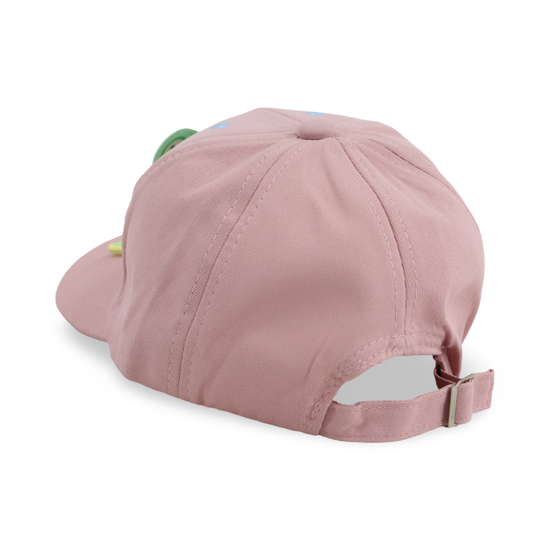 Girls Cotton Cap – Dusty Pink with Frog Design