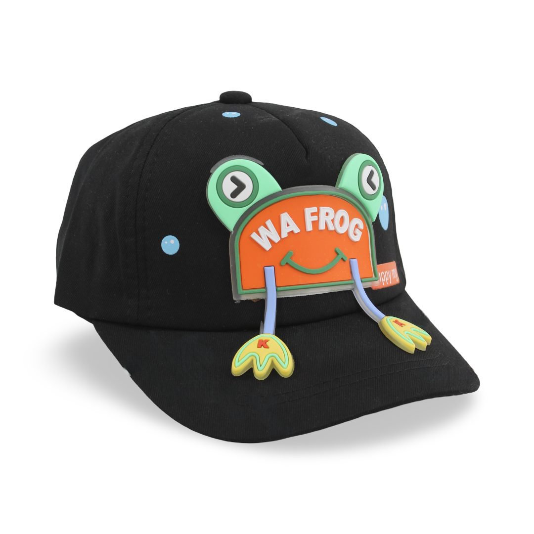 Boys Cotton Cap – Black with Frog Design - Clothing - Fancy