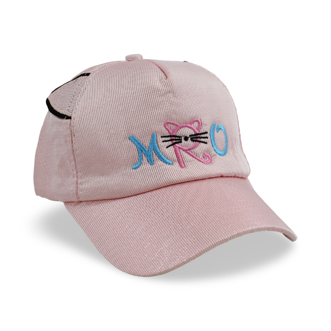 Girls Cotton Cap – "Meow" Embroidery - Clothing - Fancy