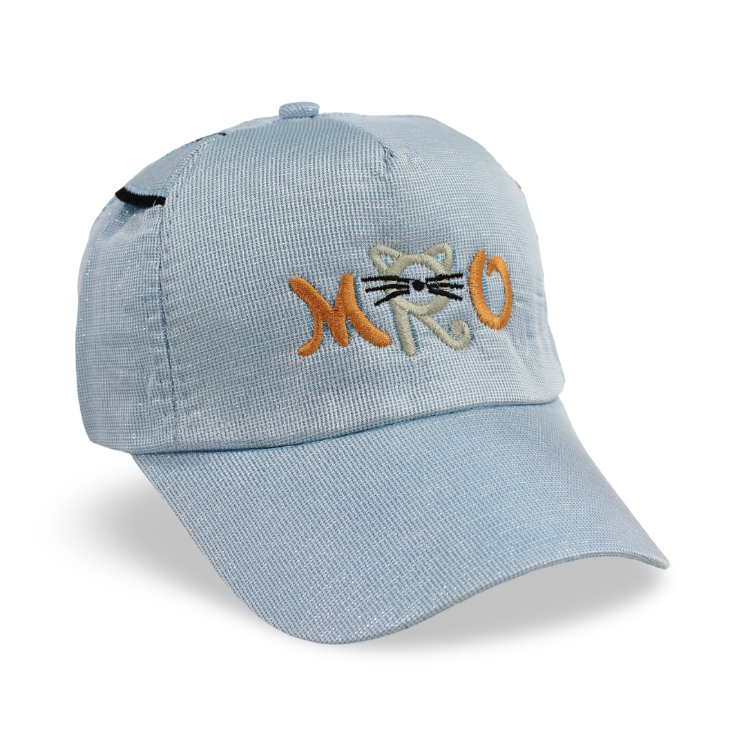 Girls Cotton Cap – "Meow" Embroidery