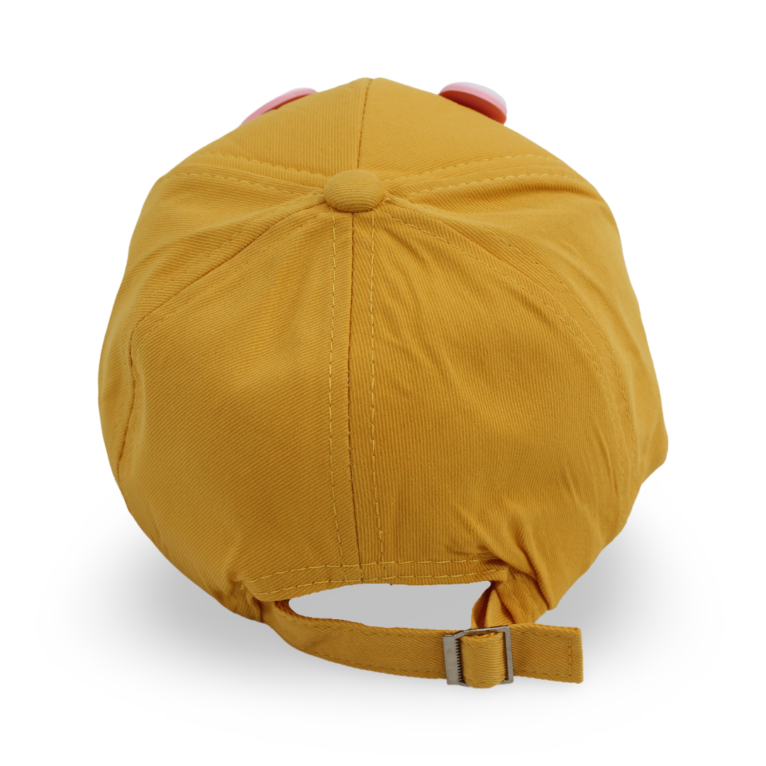 Boys Cotton Cap – Yellow with "Rabbit Study" Design