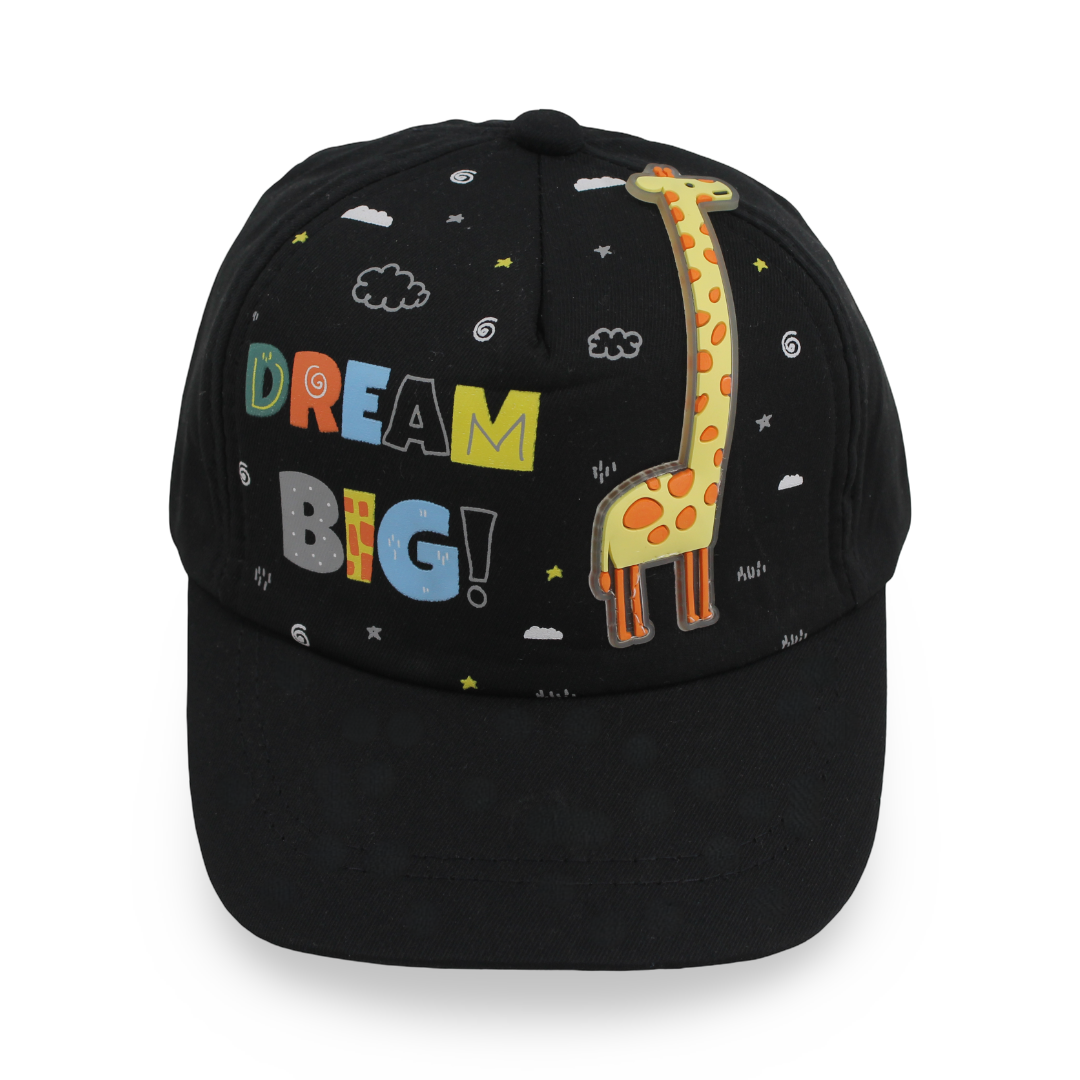 Boys Cotton Cap – Black with "Dream Big" Design - Clothing - Fancy