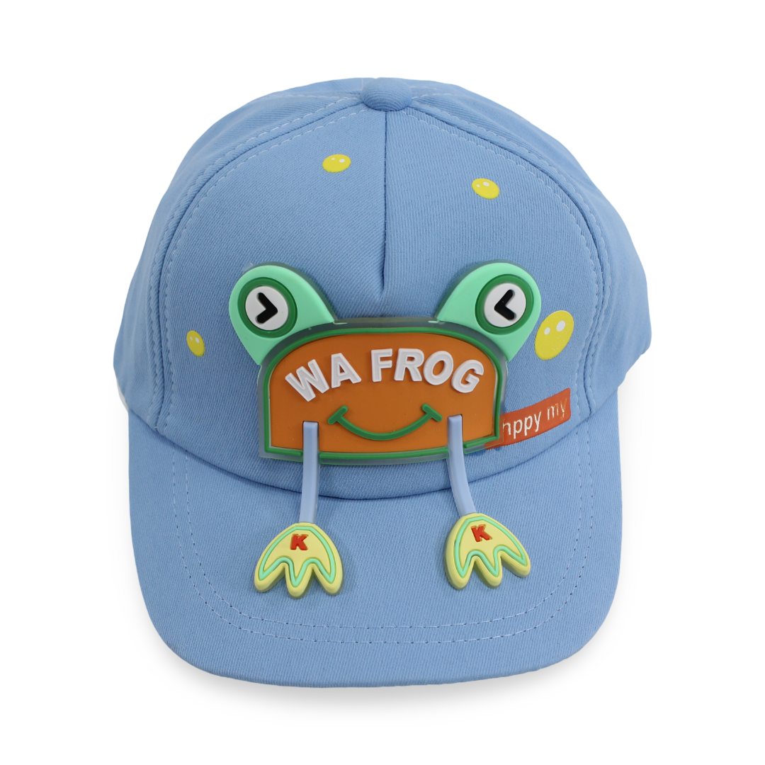 Boys Cotton Cap – Baby Blue with Frog Design - Clothing - Fancy