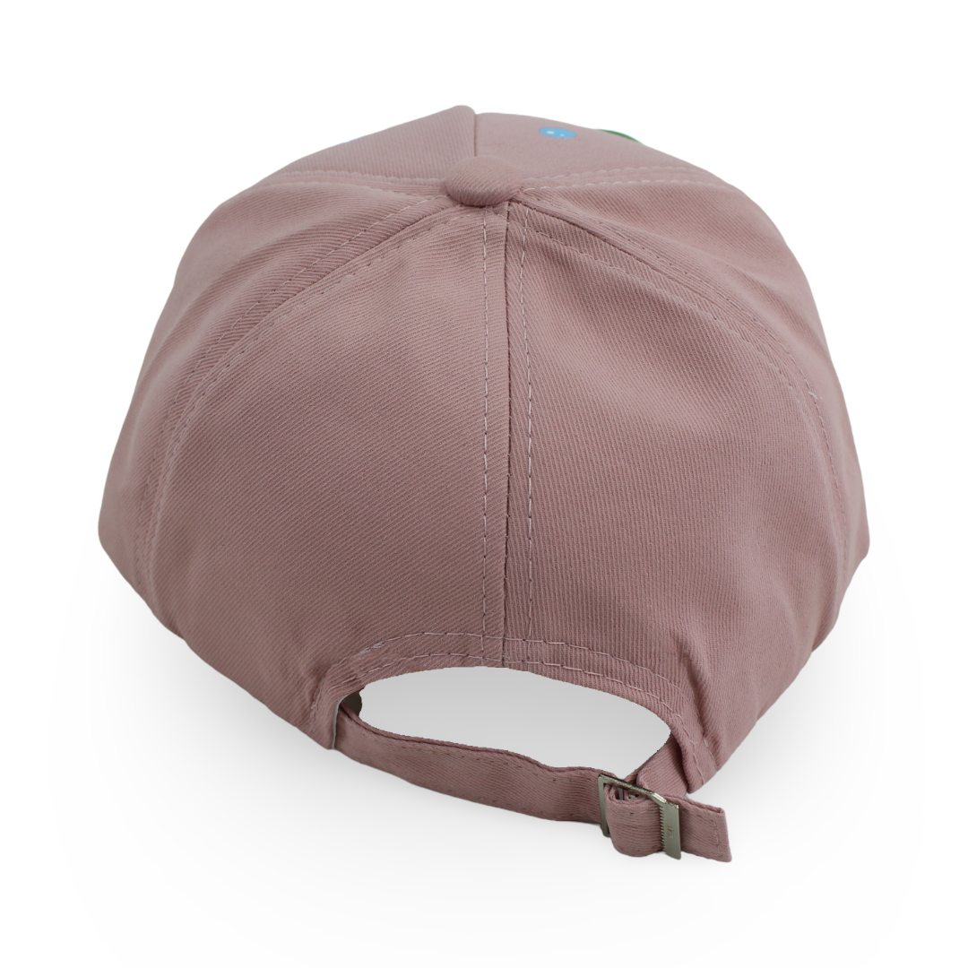 Girls Cotton Cap – Dusty Pink with Frog Design