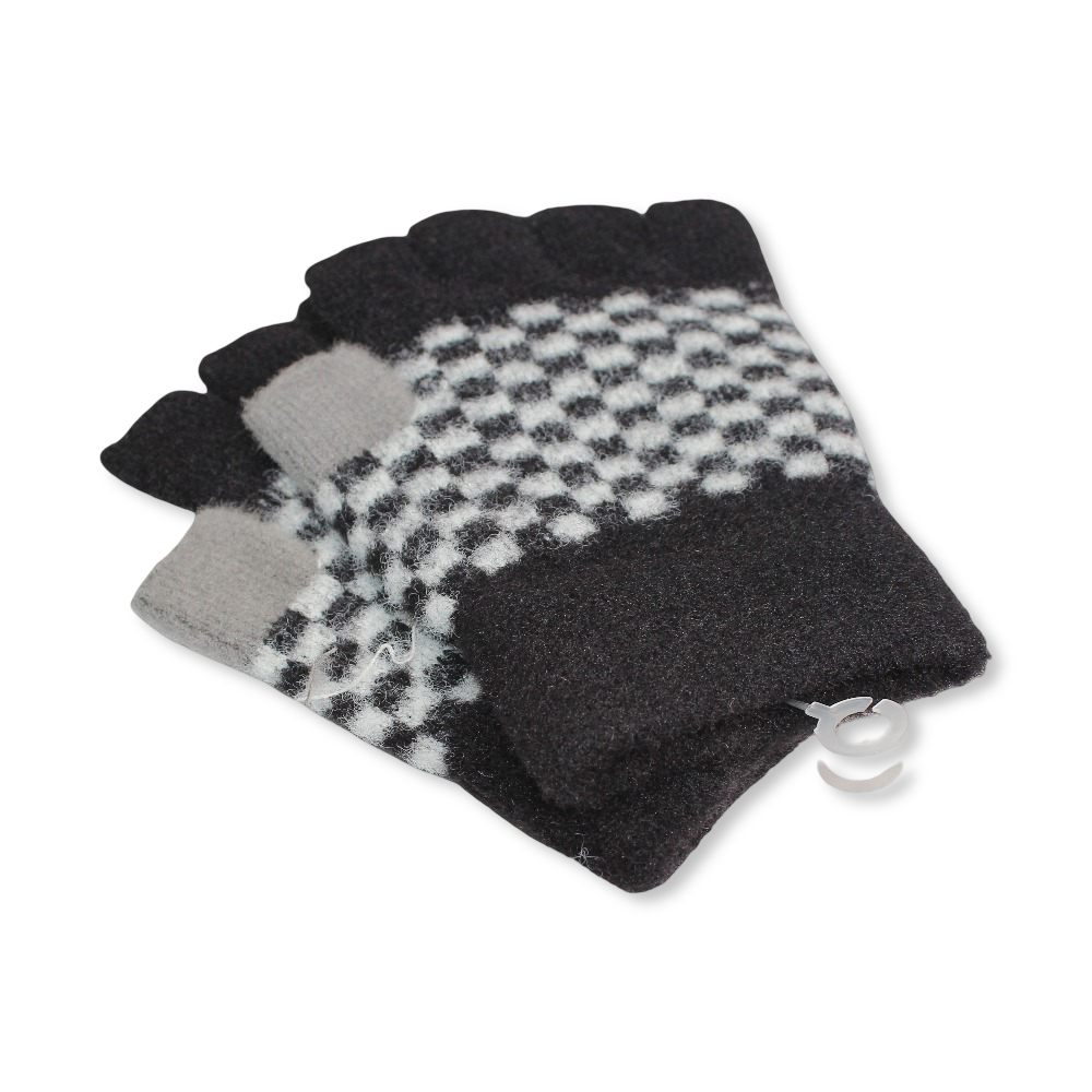Square Children Gloves – Black*White