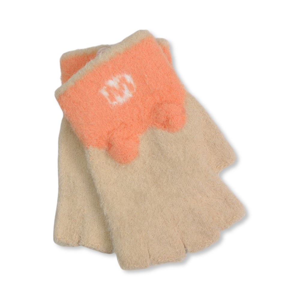 Children Fur Half Finger Gloves – Beige - Clothing - Fancy