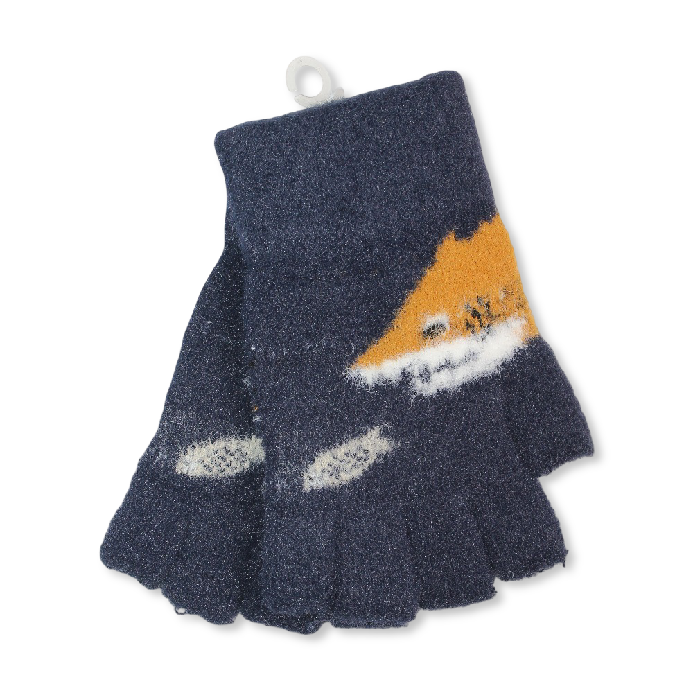 Children Half Finger Gloves – Navy with Shark Design - Clothing - Fancy