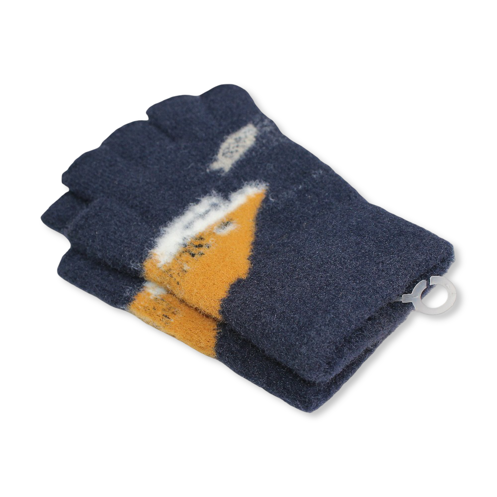 Children Half Finger Gloves – Navy with Shark Design