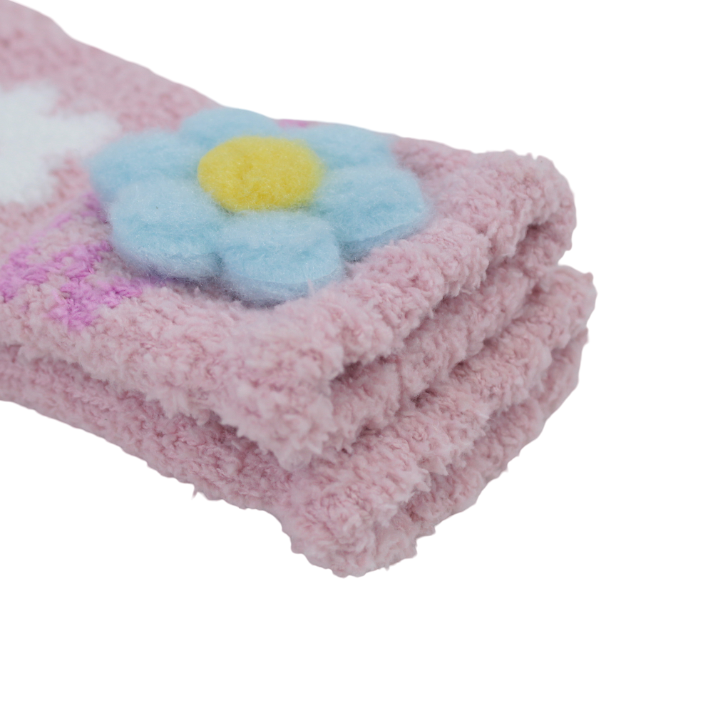 Girls Socks – Dusty Pink with Flowers Design