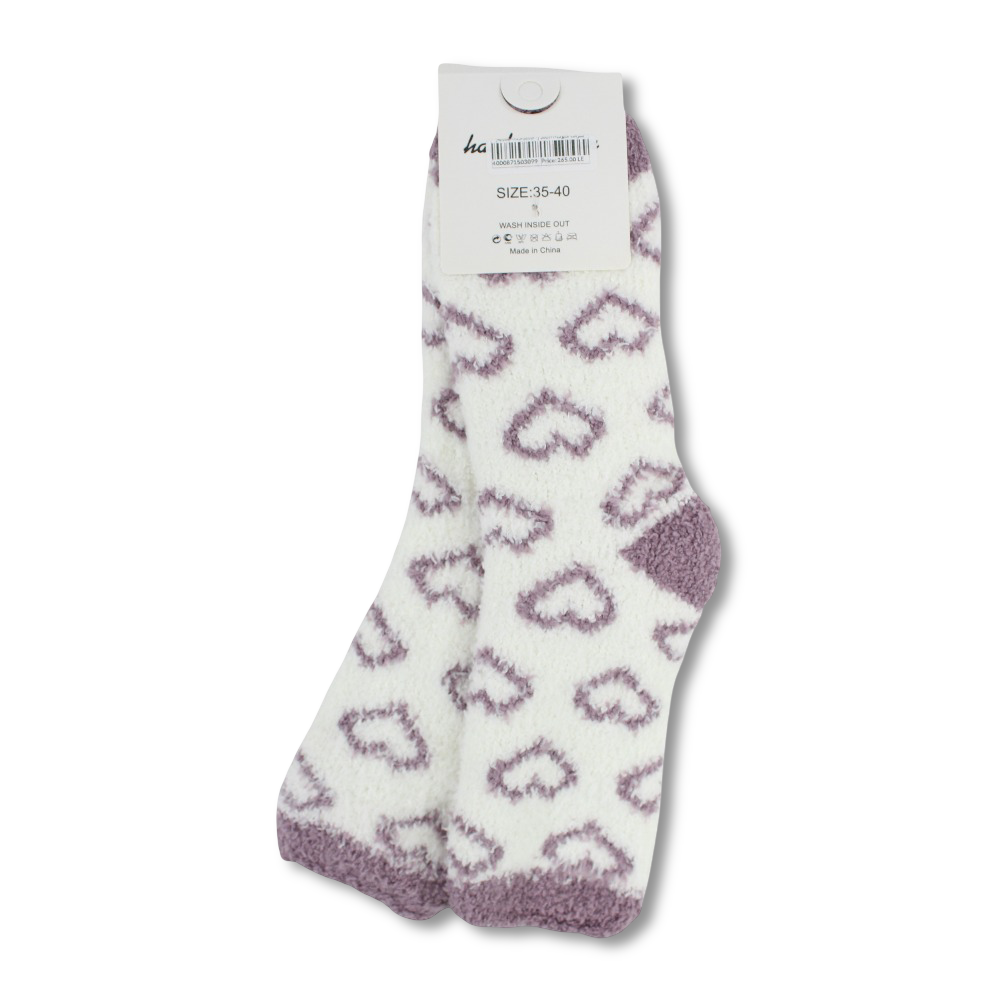 Girls Socks – Dusty Pink with Hearts Design