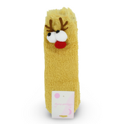 Unisex Socks – Mustard with Reindeer Design