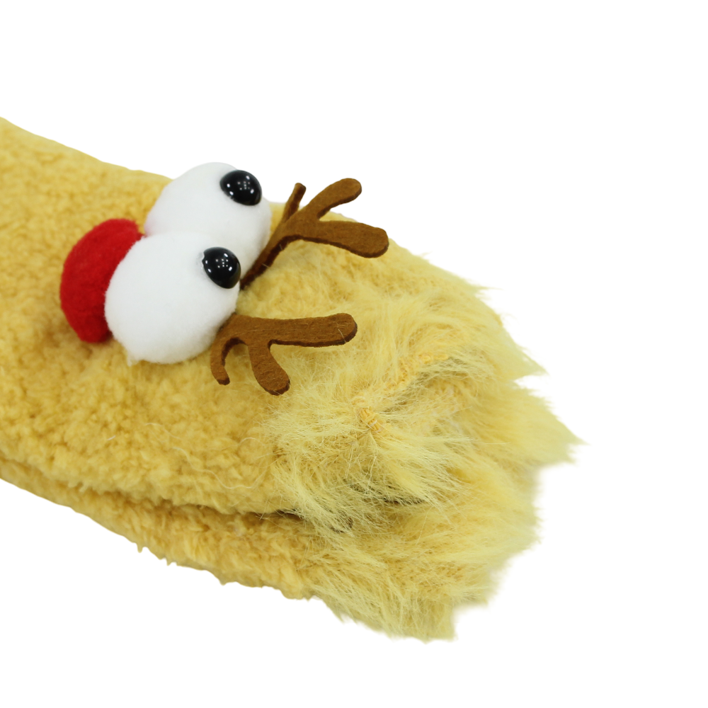Unisex Socks – Mustard with Reindeer Design