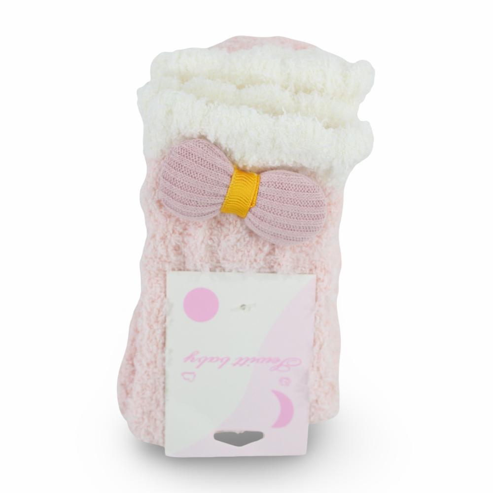 Girls Socks – Pink with Bow Design
