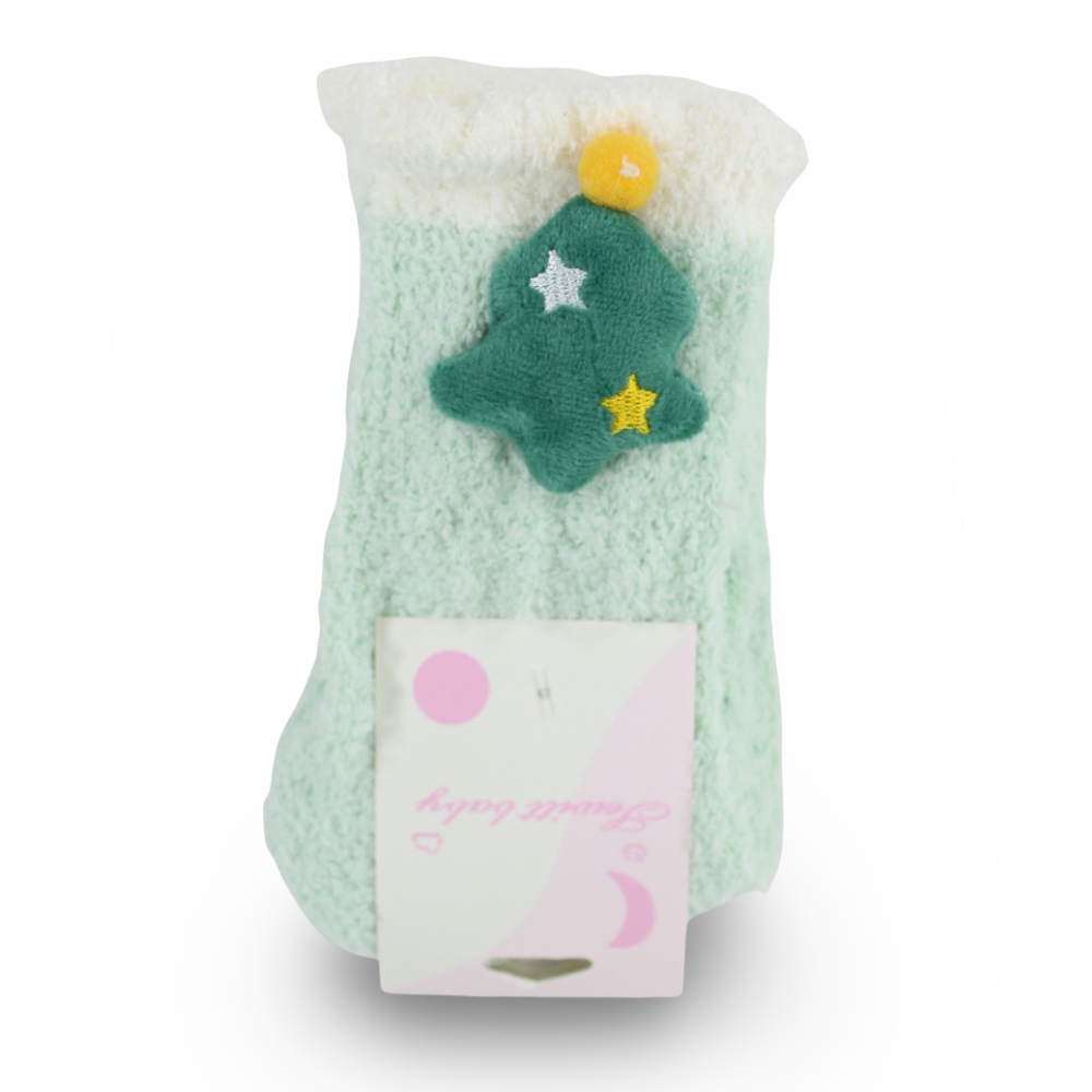 Unisex Socks – Green with Christmas Tree Design