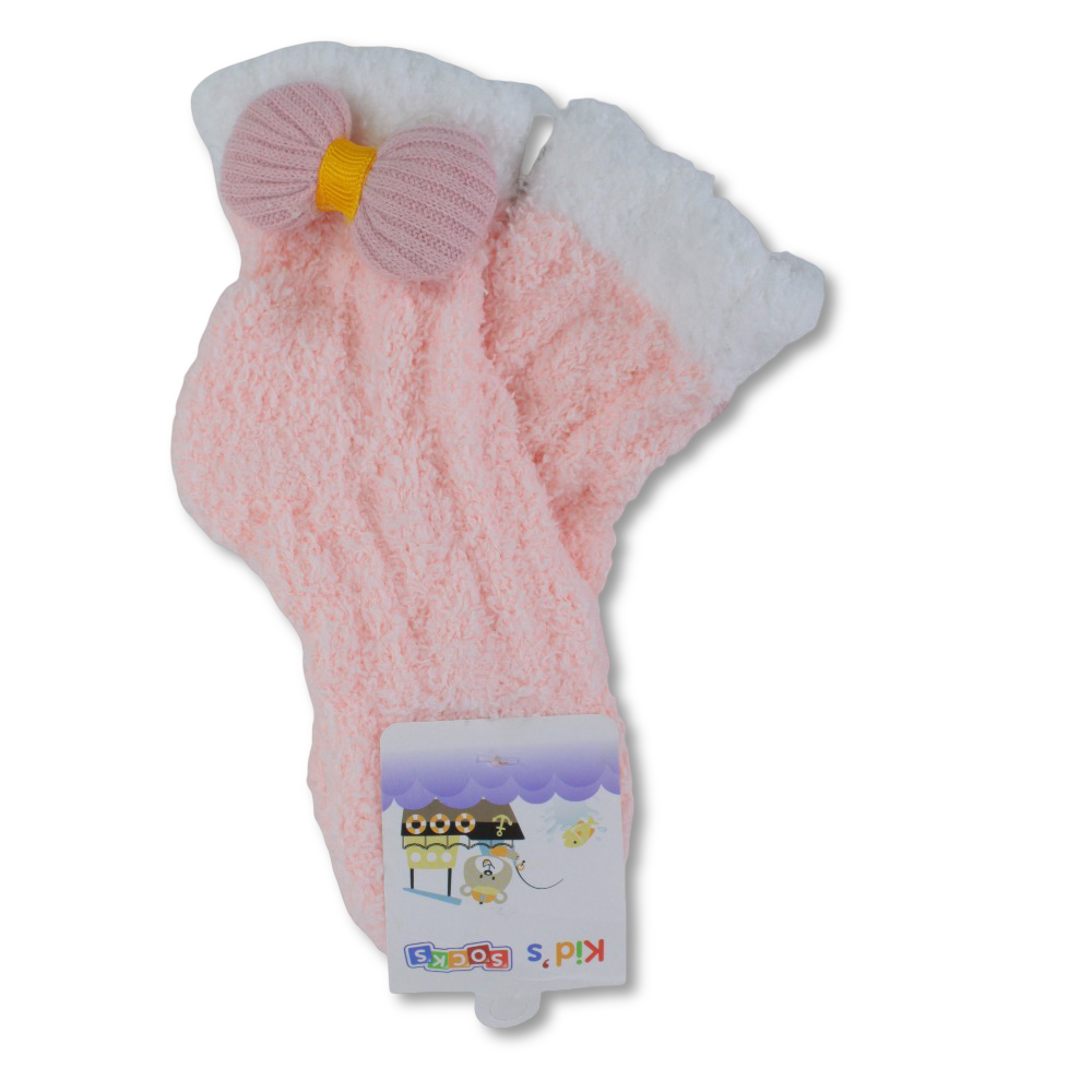 Girls Socks – Pink with Bow Design