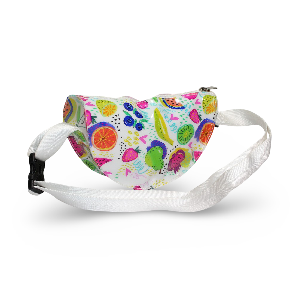 Girls Waist Bag – White with Fruits Design