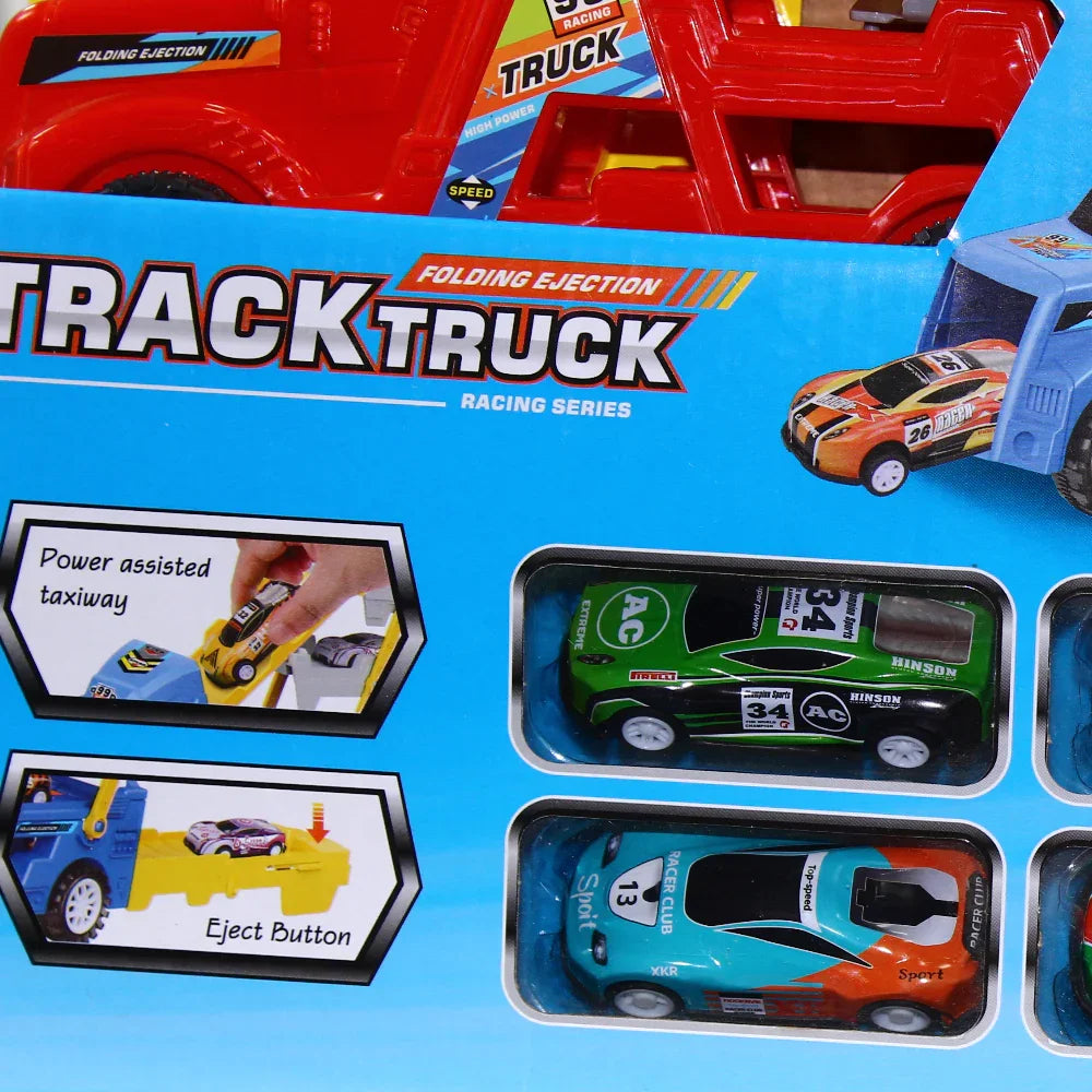 Track Storage Truck – 3 Tier with 6 Cars (Red)