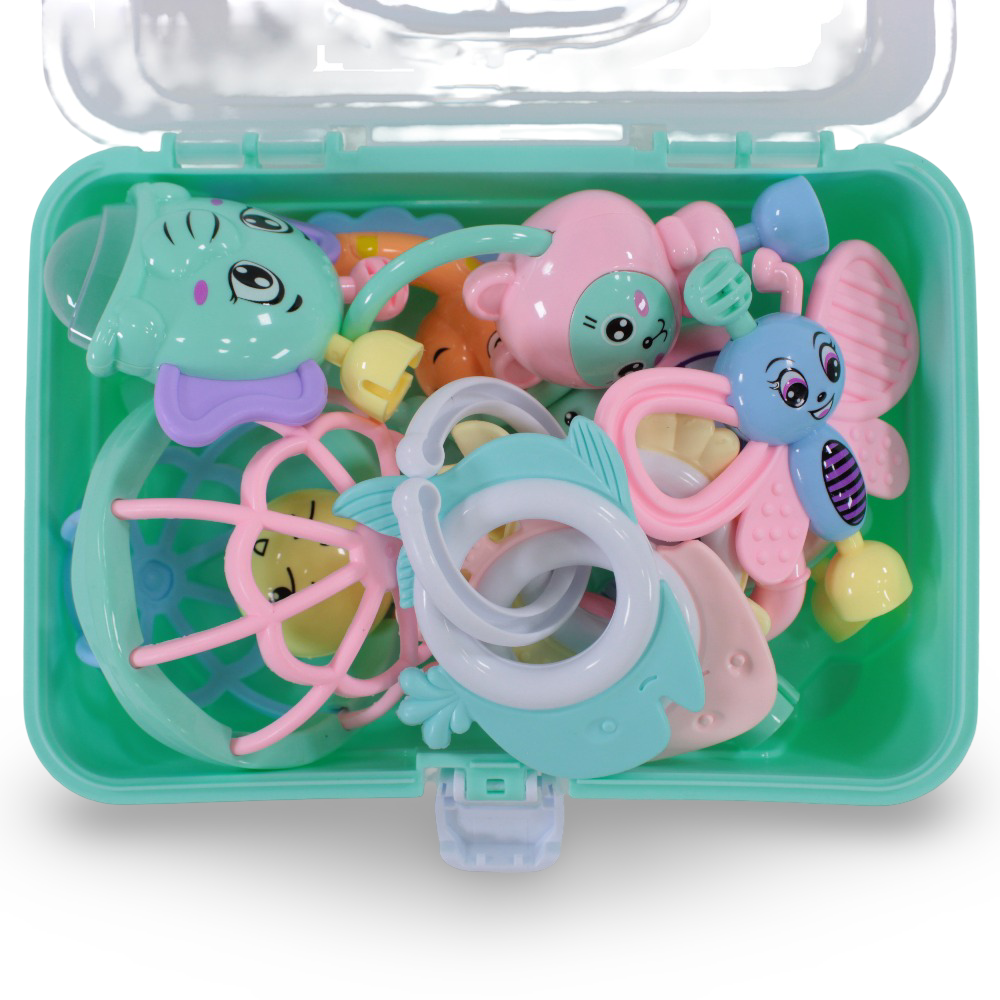 Baby Rattle and Teether Box - Mint 10 Pcs
