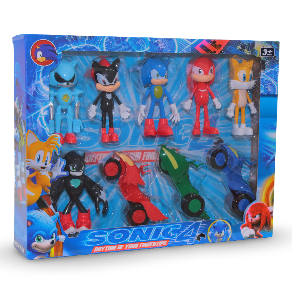 Sonicthe Hedgehog Action Figures Set with Vehicles – 6 Characters & 3 Vehicles