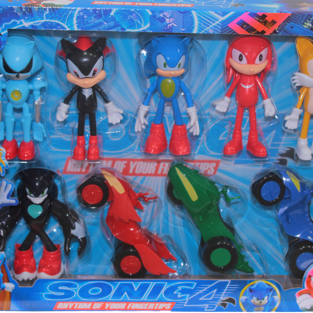 Sonicthe Hedgehog Action Figures Set with Vehicles – 6 Characters & 3 Vehicles