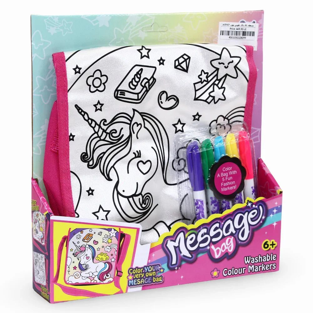 Unicorn Coloring Message Bag with 5 Color Markers