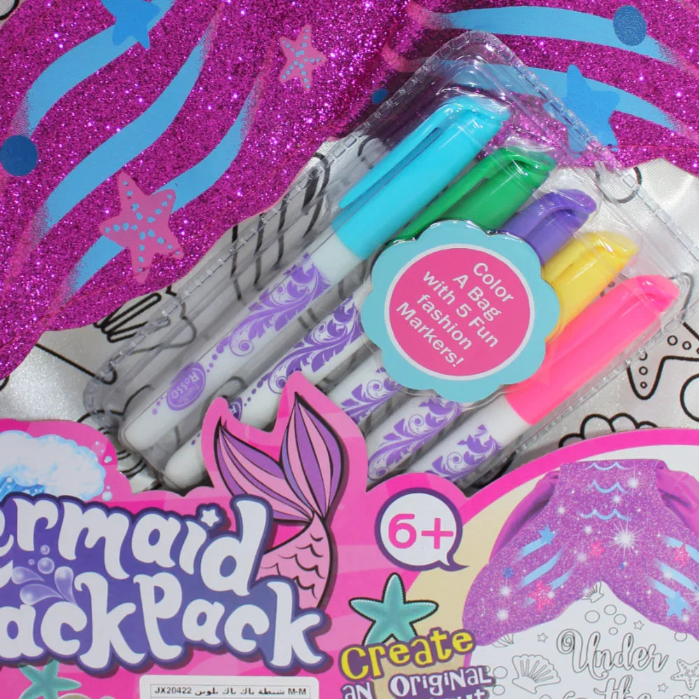 Mermaid Coloring Bag Set – 5 Colors