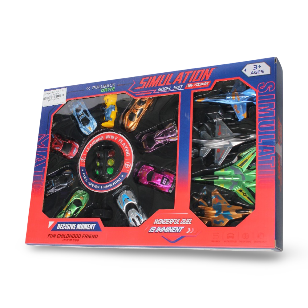 Simulation Model Suit – 8 Pullback Cars + 4 Planes Set - Toys - OKO