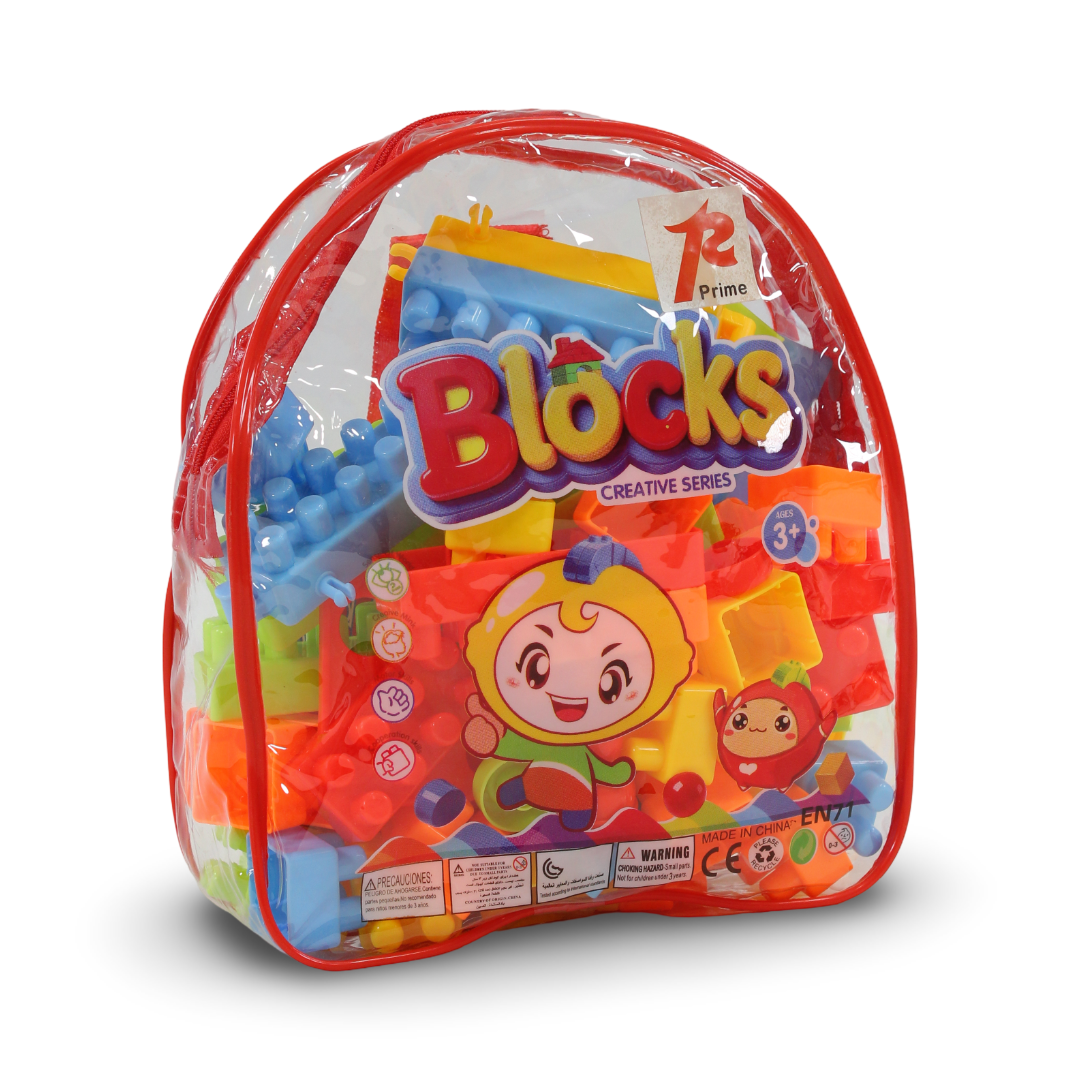 Building Blocks Set with Backpack Storage Bag – 59 Pieces Multicolor